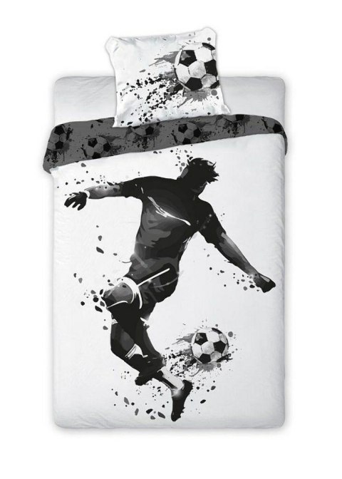 Pościel bawełniana 160x200 Piłkarz piłka nożna młodzieżowa 014 dla kibica piłki football biała szara 7056 Pościel bawełniana 160x200 Piłkarz piłka nożna młodzieżowa 014 dla kibica piłki football biała szara 7056