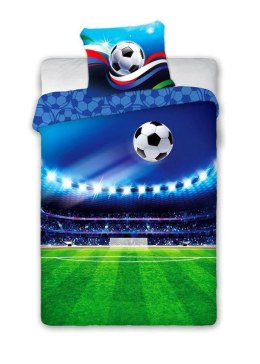 Pościel bawełniana 160x200 boisko Piłka nożna młodzieżowa 013 piłki piłkarska stadion bramka football niebieska zielona 7049