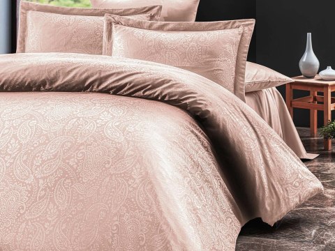 Pościel satynowa 160x200 Sal pudrowa różowa w pudełku żakardowa ornamenty orientalna Luxury Premium Pościel satynowa 160x200 Sal pudrowa różowa w pudełku żakardowa ornamenty orientalna Luxury Premium