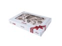 Pościel satynowa 220x200 Pomeo w pudełku beżowa biała liście Luxury Pościel satynowa 220x200 Pomeo w pudełku beżowa biała liście Luxury