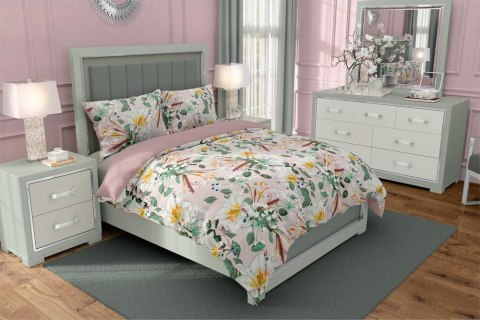Pościel bawełniana 220x200 Eufloria 007 kwiaty liście różowa dwustronna Pościel bawełniana 220x200 Eufloria 007 kwiaty liście różowa dwustronna