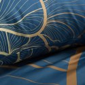 Pościel satynowa 160x200 Premium 4 niebieska musztardowa złota liście miłorzębu Eurofirany Pościel satynowa 160x200 Premium 4 niebieska musztardowa złota liście miłorzębu Eurofirany