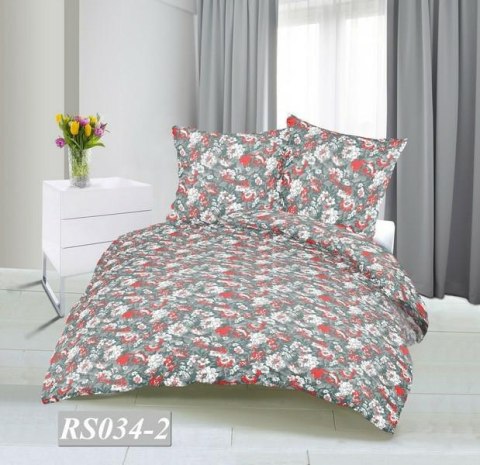 Poszewka z kory 70x80 RS034/2 szara kwiatki czerwone zapinana na guziki 100% bawełna Poszewka z kory 70x80 RS034/2 szara kwiatki czerwone zapinana na guziki 100% bawełna