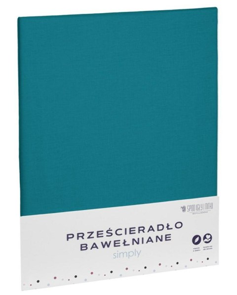 Prześcieradło bawełniane 220x200 turkusowe jednobarwne Simply Prześcieradło bawełniane 220x200 turkusowe jednobarwne Simply