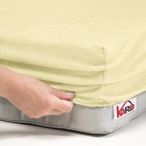 Prześcieradło frotte z gumką 220x240 kremowe 003 grube 200g/m2 KARO Prześcieradło frotte z gumką 220x240 kremowe 003 grube 200g/m2 KARO