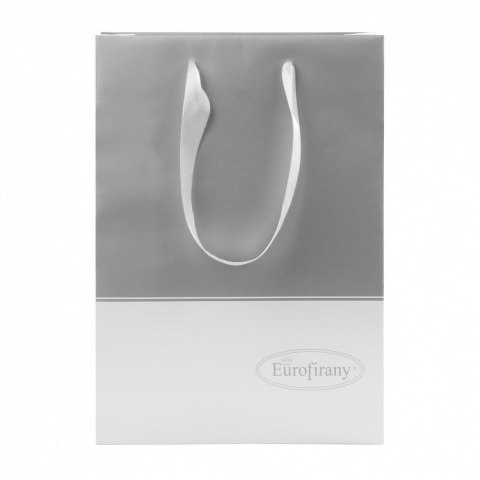 Torba prezentowa Silver papierowa mała 24x10x35 srebrna biała ozdobna Eurofirany Torba prezentowa Silver papierowa mała 24x10x35 srebrna biała ozdobna Eurofirany