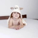 Okrycie kąpielowe niemowlęce 80x80 Jimmy 2 beżowe jasne sowa ręcznik z kapturkiem 420g/m2 Okrycie kąpielowe niemowlęce 80x80 Jimmy 2 beżowe jasne sowa ręcznik z kapturkiem 420g/m2