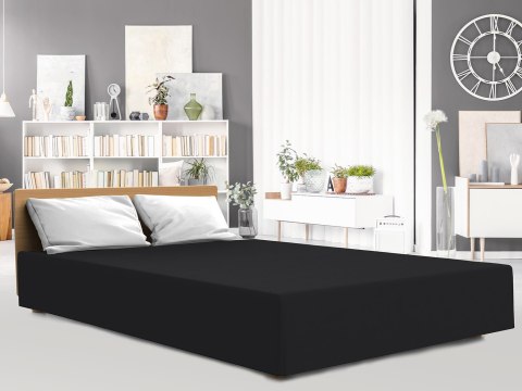 Prześcieradło jersey elastan 220x200 z gumką czarne na wysoki materac 25 cm Luxury Prześcieradło jersey elastan 220x200 z gumką czarne na wysoki materac 25 cm Luxury