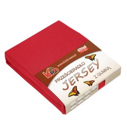 Prześcieradło jersey z gumką 160x220 czerwone 024 grube 150g/m2 KARO