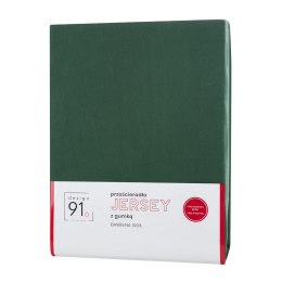 Prześcieradło jersey z gumką 220x200 zielone ciemne na wysoki materac 30 cm 125 g/m2