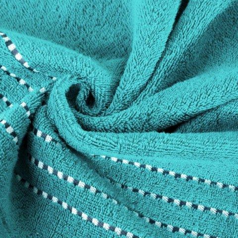 Ręcznik 50x90 Fiore turkusowy jasny 500g/m2 frotte ozdobiony bordiurą w postaci cienkich paseczków Eurofirany Ręcznik 50x90 Fiore turkusowy jasny 500g/m2 frotte ozdobiony bordiurą w postaci cienkich paseczków Eurofirany