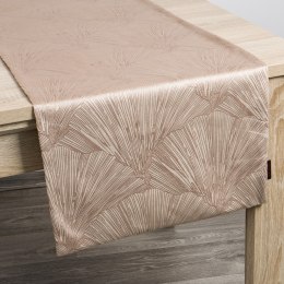 Obrus 40x140 Goja beżowy bieżnik liście miłorzębu Pierre Cardin z błyszczącym nadrukiem welurowy Eurofirany