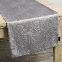 Obrus 40x140 Goja srebrny bieżnik liście miłorzębu Pierre Cardin z błyszczącym nadrukiem welurowy Eurofirany