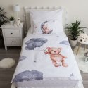 Pościel bawełniana 100x135 Miś baloniki gwiazki 7547 biała szara księżyc chmurki Teddy Bear dziecięca do łóżeczka poszewka 40x60 Pościel bawełniana 100x135 Miś baloniki gwiazki 7547 biała szara księżyc chmurki Teddy Bear dziecięca do łóżeczka poszewka 40x60