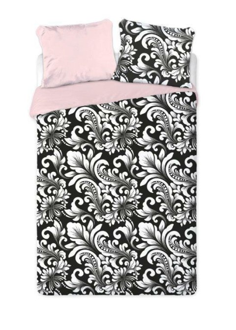 Pościel satynowa 160x200 Elegant 005 orientalna czarna różowa biała liście ornamenty dwustronna S 23 Faro Pościel satynowa 160x200 Elegant 005 orientalna czarna różowa biała liście ornamenty dwustronna S 23 Faro