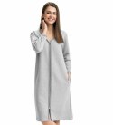 Szlafrok damski 214 XL szary podomka na suwak z kieszeniami z wytłaczanym wzorem bawełniany rękaw 7/8 Szlafrok damski 214 XL szary podomka na suwak z kieszeniami z wytłaczanym wzorem bawełniany rękaw 7/8