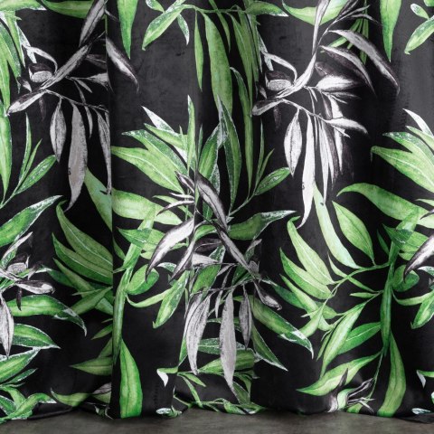 Zasłona 140x250 Zoja czarna zielona liście palmy welurowa zaciemniająca gotowa na przelotkach Pierre Cardin Eurofirany Zasłona 140x250 Zoja czarna zielona liście palmy welurowa zaciemniająca gotowa na przelotkach Pierre Cardin Eurofirany