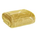 Koc narzuta z mikrofibry 150x200 Ginko 4 miodowy zdobiony srebrnym wzorem geometrycznym Eurofirany Koc narzuta z mikrofibry 150x200 Ginko 4 miodowy zdobiony srebrnym wzorem geometrycznym Eurofirany