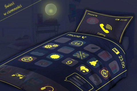 Pościel świecąca w ciemności 140x200 Smartfon telefon 2784 młodzieżowa bawełniana Pościel świecąca w ciemności 140x200 Smartfon telefon 2784 młodzieżowa bawełniana