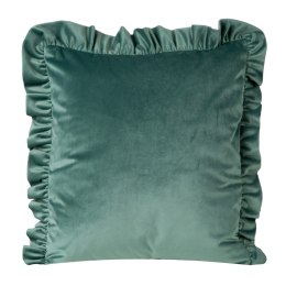 Poszewka dekoracyjna 45x45 Velvet 25 O miętowa ciemna welurowa falbanka Eurofirany
