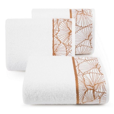 Ręcznik 70x140 Luna 3 biały liście miłorzębu 500g/2 frotte Limited Collection Eurofirany Ręcznik 70x140 Luna 3 biały liście miłorzębu 500g/2 frotte Limited Collection Eurofirany