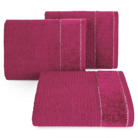 Ręcznik Glory 2 70x140 amarantowy z welurową bordiurą i srebrną nicią 500g/m2 frotte Eurofirany Ręcznik Glory 2 70x140 amarantowy z welurową bordiurą i srebrną nicią 500g/m2 frotte Eurofirany