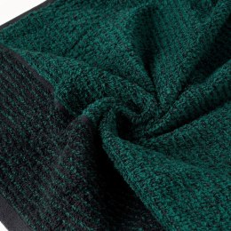 Ręcznik Leon 50x90 czarny turkusowy z żakardowym wzorem w paski frotte 500g/m2 Eurofirany