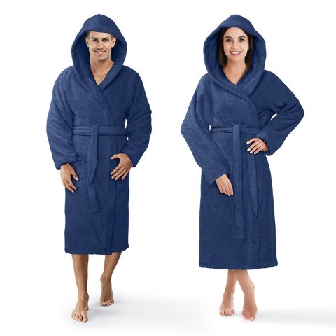 Szlafrok z kapturem frotte Robin XS niebieski bawełniany hotelowy 450g/m2 Szlafrok z kapturem frotte Robin XS niebieski bawełniany hotelowy 450g/m2