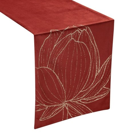Obrus bieżnik 35x140 Blink 12 ceglasty złoty kwiat lotosu welurowy Eurofirany Obrus bieżnik 35x140 Blink 12 ceglasty złoty kwiat lotosu welurowy Eurofirany