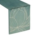 Obrus bieżnik 35x220 Blink 12 miętowy ciemny złoty kwiat lotosu welurowy Eurofirany Obrus bieżnik 35x220 Blink 12 miętowy ciemny złoty kwiat lotosu welurowy Eurofirany