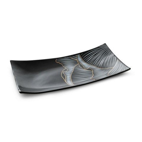 Patera ceramiczna 30x15x4 Peonia 2 czarna popielata peonie kwiaty dekoracyjna Eurofirany