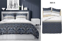 Pościel satynowa 220x200 3825 B Ornamenty niebieska czarna biała oreintalna Home Satin 4