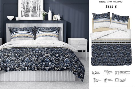 Pościel satynowa 220x200 3825 B Ornamenty niebieska czarna biała oreintalna Home Satin 4 Pościel satynowa 220x200 3825 B Ornamenty niebieska czarna biała oreintalna Home Satin 4