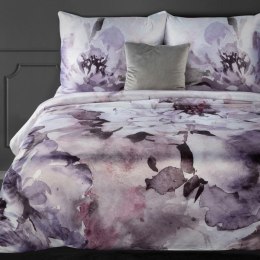 Pościel satynowa kreszowana 160x200 Premium 12 fioletowa wrzosowa kwiaty oryginalnie gnieciona nie wymaga prasowania Eurofirany