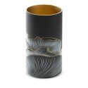 Wazon 15x30 Peonia 1 czarny złoty peonie kwiaty ze szkłą artystycznego Limited Collection Eurofirany