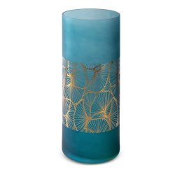 Wazon 15x40 Musa 3 granatowy złoty liście miłorzębu ze szkła artystycznego Limited Collection Eurofirany