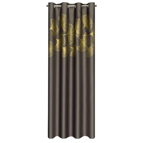 Zasłona 140x250 Harmony brązowa złota liście miłorzębu gotowa na przelotkach Eurofirany Zasłona 140x250 Harmony brązowa złota liście miłorzębu gotowa na przelotkach Eurofirany
