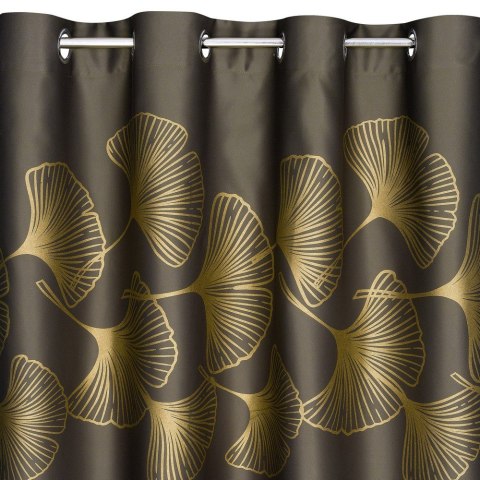 Zasłona 140x250 Harmony brązowa złota liście miłorzębu gotowa na przelotkach Eurofirany Zasłona 140x250 Harmony brązowa złota liście miłorzębu gotowa na przelotkach Eurofirany