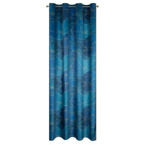 Zasłona140x250 Lotos 2 granatowa czarna kwiat lotosu gotowa na przelotkach welurowa Limited Collection Eurofirany Zasłona140x250 Lotos 2 granatowa czarna kwiat lotosu gotowa na przelotkach welurowa Limited Collection Eurofirany