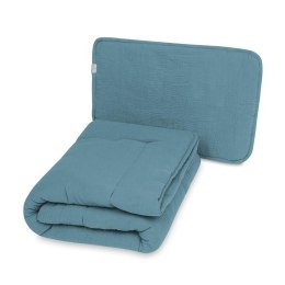 Kołdra 135x100 poduszka 40x60 muślinowa turkusowa ciemna 34 Muslin komplet