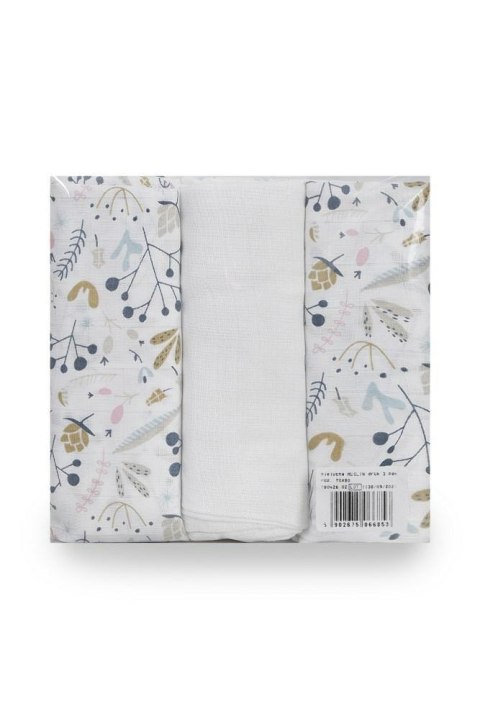 Komplet pieluch muślinowych 3 szt 70x80 2 szt kwiatki 1 szt tetrowa Muslin
