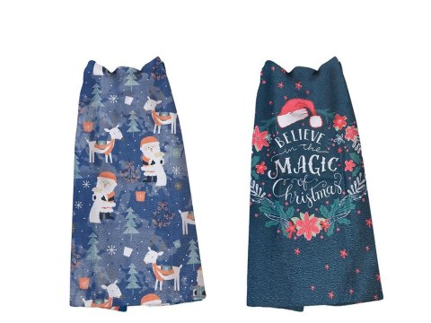 Komplet ścierek kuchennych 2 cz. 38x60 Mikołaje granatowa choinki renifery Christmas 1 Komplet ścierek kuchennych 2 cz. 38x60 Mikołaje granatowa choinki renifery Christmas 1