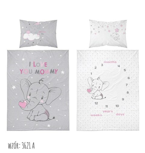 Pościel bawełniana 100x135 Słonik 3621 A mam już tyle lat miesięcy i dni różowa szara dziecięca Kids 1 Pościel bawełniana 100x135 Słonik 3621 A mam już tyle lat miesięcy i dni różowa szara dziecięca Kids 1