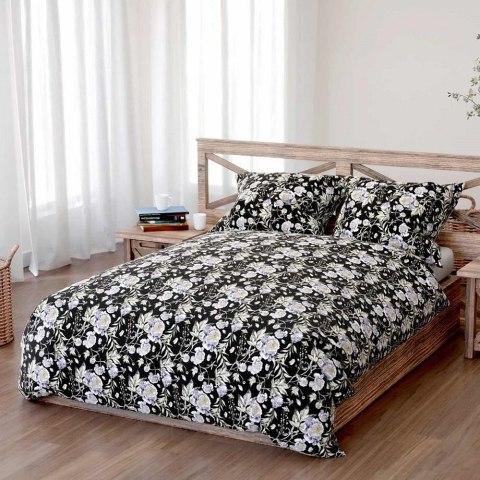 Pościel bawełniana 140x200 Peony dark czarna szara peonie kwiaty Bawełna 3 Pościel bawełniana 140x200 Peony dark czarna szara peonie kwiaty Bawełna 3