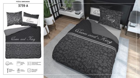 Pościel bawełniana 160x200 Queen and King czarna grafitowa glamour 3739 A Holland Home 71 Pościel bawełniana 160x200 Queen and King czarna grafitowa glamour 3739 A Holland Home 71