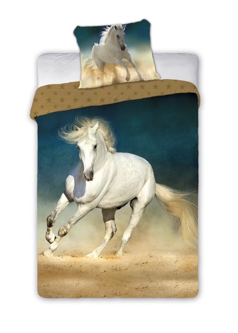 Pościel bawełniana 160x200 koń biały w galopie Horses 001 młodzieżowa poszewka 70x80 Pościel bawełniana 160x200 koń biały w galopie Horses 001 młodzieżowa poszewka 70x80
