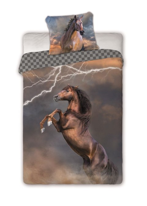 Pościel bawełniana 160x200 koń piorun szachownica Horses 003 młodzieżowa poszewka 70x80 Pościel bawełniana 160x200 koń piorun szachownica Horses 003 młodzieżowa poszewka 70x80