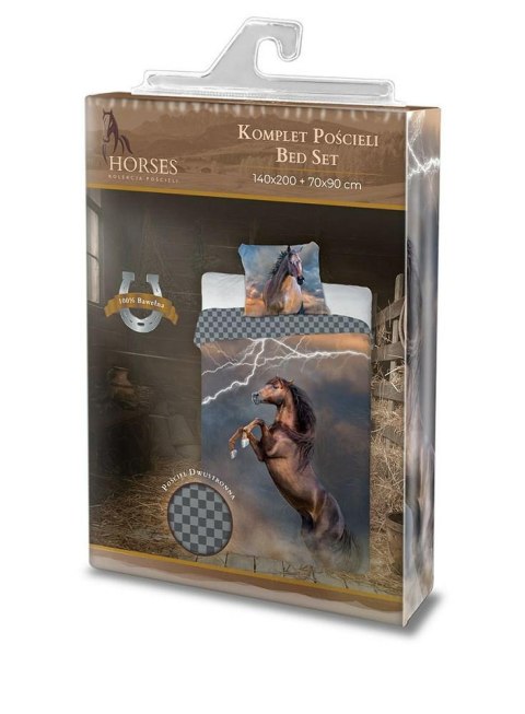 Pościel bawełniana 160x200 koń piorun szachownica Horses 003 młodzieżowa poszewka 70x80 Pościel bawełniana 160x200 koń piorun szachownica Horses 003 młodzieżowa poszewka 70x80