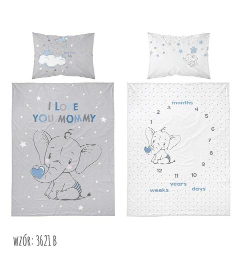 Pościel bawełniana 90x120 Słonik 3621 B mam już tyle lat miesięcy i dni niebieska szara dziecięca Kids 1 Pościel bawełniana 90x120 Słonik 3621 B mam już tyle lat miesięcy i dni niebieska szara dziecięca Kids 1
