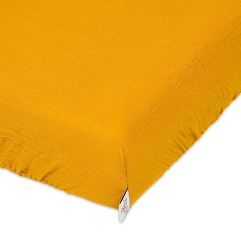 Prześcieradło muślinowe z gumką 70x140 musztardowe 6 Muslin Prześcieradło muślinowe z gumką 70x140 musztardowe 6 Muslin
